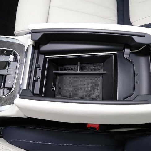 منظم وحدة التحكم المركزية متوافق مع BMW X5/G05 X7/G07 2019-2026، X6/G06 2020-2026 صندوق تخزين مسند الذراع مع حصيرة مطاطية، أسود in Saudi Arabia