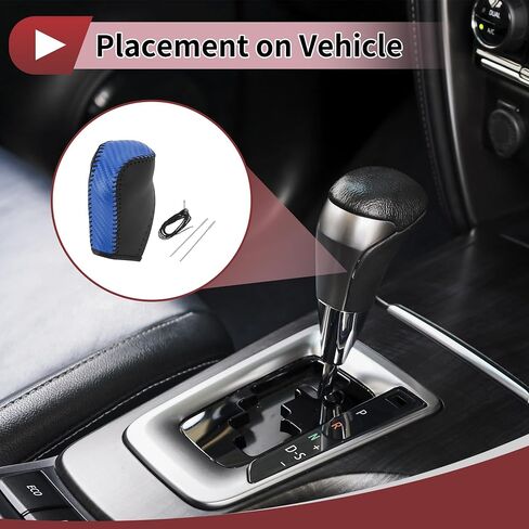 Anti-Slip Gear Shift Knob Cover Car Stick Shifting Handle Protector for Toyota Corolla 2014-2018 Blue Faux Leather in Saudi Arabia