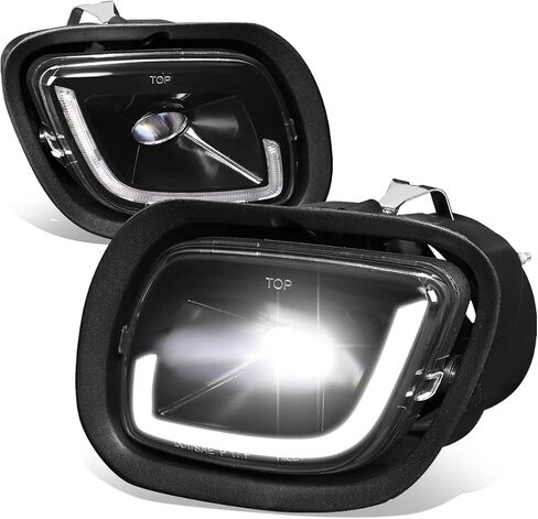 Auto Dynasty Full LED 3D LED Projector DRL Front Bumper Driving Fog Light Lamps Compatible with Freightliner Cascadia 2008-2017, Driver and Passenger Side, Black Housing in Saudi Arabia