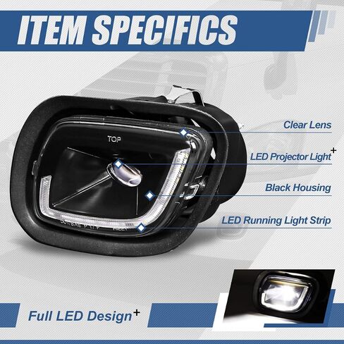 Auto Dynasty Full LED 3D LED Projector DRL Front Bumper Driving Fog Light Lamps Compatible with Freightliner Cascadia 2008-2017, Driver and Passenger Side, Black Housing in Saudi Arabia