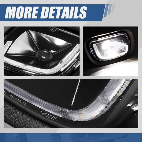 Auto Dynasty Full LED 3D LED Projector DRL Front Bumper Driving Fog Light Lamps Compatible with Freightliner Cascadia 2008-2017, Driver and Passenger Side, Black Housing in Saudi Arabia