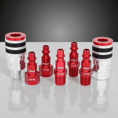 Milton S-314MKIT ColorFit Coupler & Plug Kit - (M-Style, Red) - 1/4" NPT, (14-Piece) in Saudi Arabia