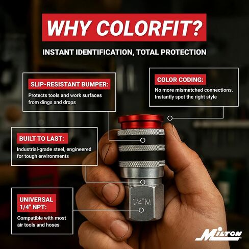 Milton S-314MKIT ColorFit Coupler & Plug Kit - (M-Style, Red) - 1/4" NPT, (14-Piece) in Saudi Arabia
