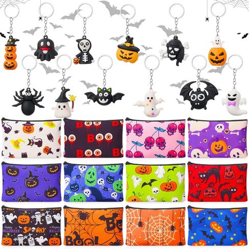 Kacctyen 24 Pcs Easter Cosmetic Bags and Keychains for Women Makeup Bags with Zipper Easter Eggs Bunny Chicks Basket Keychain Toiletry Organizer for Spring Party Favor Egg Hunt Party Gifts in Kuwait