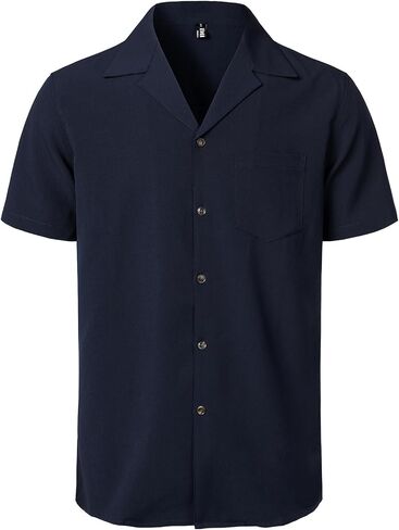 JEMITOP Men's Stretch Cuban Collar Shirt Summer Lightweight Short Sleeve Button Down Shirts with Pocket for Beach Vacation in Kuwait