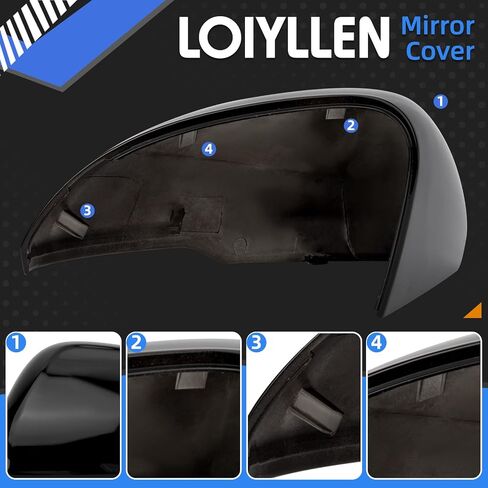 Driver Side Mirror Cover Replacement for Chevrolet Chevy Cruze 2017 2018 2019 - Left Side Mirror Covers, Rear View Mirror Cap Accessories Black in Saudi Arabia