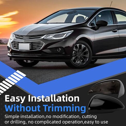 Driver Side Mirror Cover Replacement for Chevrolet Chevy Cruze 2017 2018 2019 - Left Side Mirror Covers, Rear View Mirror Cap Accessories Black in Saudi Arabia