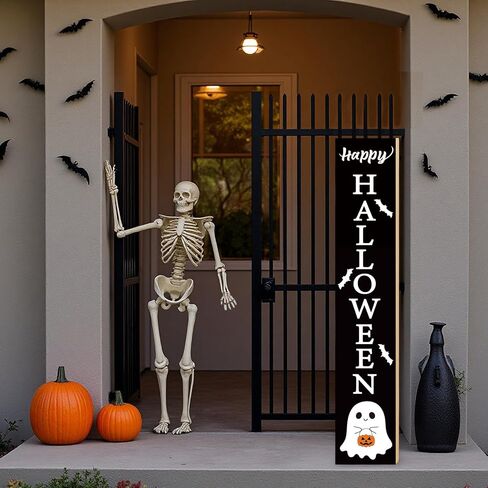 Halloween Porch Decor Outdoor Halloween Decorations Wooden Cute Ghost Boo Porch Sign Door Decorations Indoor Outside Welcome Sign for Front Door 46.8 Inch in Saudi Arabia