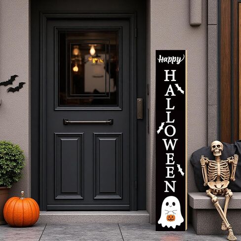 Halloween Porch Decor Outdoor Halloween Decorations Wooden Cute Ghost Boo Porch Sign Door Decorations Indoor Outside Welcome Sign for Front Door 46.8 Inch in Saudi Arabia