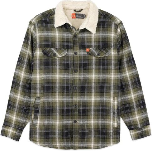 سترة American Outdoorsman Flannel Shirt مع بطانة من صوف الشيربا وياقة من جلد الغنم الصناعي - سترة شتوية من الفلانيل in Kuwait