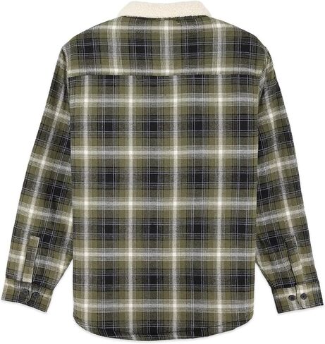 سترة American Outdoorsman Flannel Shirt مع بطانة من صوف الشيربا وياقة من جلد الغنم الصناعي - سترة شتوية من الفلانيل in Kuwait