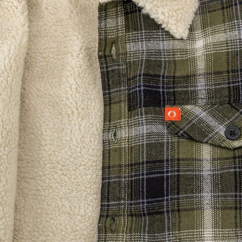 سترة American Outdoorsman Flannel Shirt مع بطانة من صوف الشيربا وياقة من جلد الغنم الصناعي - سترة شتوية من الفلانيل in Kuwait