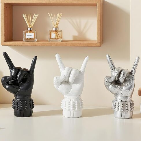 Resin Rock Hand Gesture Decorative Ornament, Suitable for Living Room & Study Room Decoration, Holiday Home Display Ornament, Ideal Gift for Mom, Dad & Friends in Saudi Arabia