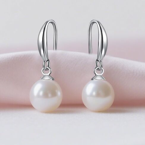 3 Piece 10mm Pearl Necklace Set for Women, Pearl Jewelry Set Includes Necklace, Bracelet and Earrings with Box for Brides Wedding Birthday Valentine Christmas Day Gifts in Kuwait