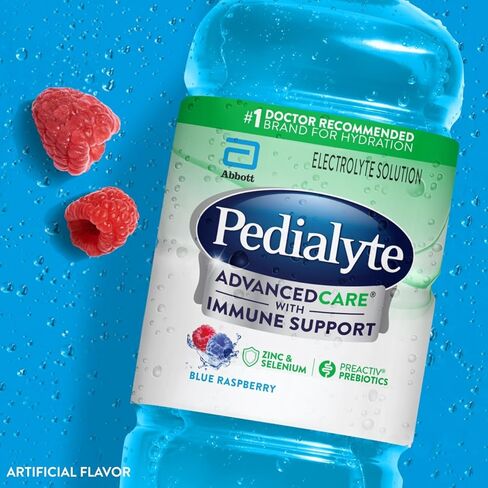 Pedialyte AdvancedCare Electrolyte Solution with PreActiv Prebiotics, Hydration Drink, Strawberry Lemonade, 1 Liter, 4 Count in Kuwait