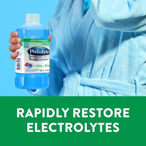 Pedialyte AdvancedCare Electrolyte Solution with PreActiv Prebiotics, Hydration Drink, Strawberry Lemonade, 1 Liter, 4 Count in Kuwait