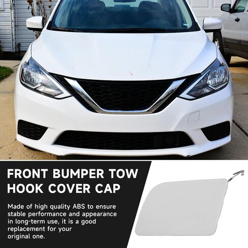 Front Left Bumper Tow Hook Cover Cap for Nissan Sentra 2016-2019 | Durable and Sturdy | 622A03YU0H | Tow Hook Eye Hole Cover Cap - White in Saudi Arabia