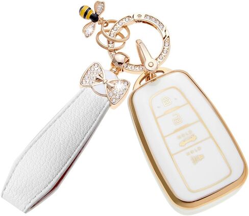 for Toyota Key Fob Cover with Butterfly Keychain & Bee TPU Car Key Case Protection for 2018-2024 Camry RAV4 Highlander Avalon Prius Corolla Accessories GT86, Stylish Key Holder in Saudi Arabia