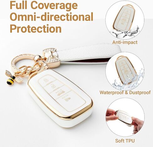 for Toyota Key Fob Cover with Butterfly Keychain & Bee TPU Car Key Case Protection for 2018-2024 Camry RAV4 Highlander Avalon Prius Corolla Accessories GT86, Stylish Key Holder in Saudi Arabia