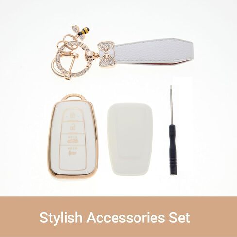 for Toyota Key Fob Cover with Butterfly Keychain & Bee TPU Car Key Case Protection for 2018-2024 Camry RAV4 Highlander Avalon Prius Corolla Accessories GT86, Stylish Key Holder in Saudi Arabia