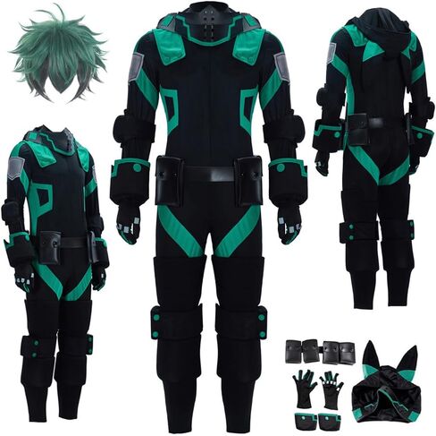Men Costume Black Green Jumpsuit Adult Party Halloween Uniform Full Set in Saudi Arabia