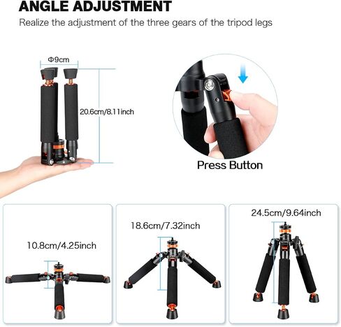 Koolehaoda كاميرا Monopod من الألومنيوم مع قاعدة حامل ثلاثي معدنية. 6 أقسام 18-69 بوصة قابلة للتعديل، قطر الساق Φ28 مم، يصل إلى 13 رطل - أسود in Saudi Arabia