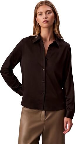 Calvin Klein Womens Satin Button-Down Shirt in Saudi Arabia
