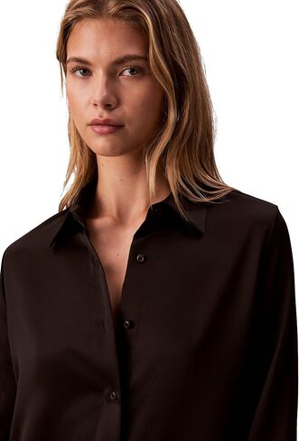 Calvin Klein Womens Satin Button-Down Shirt in Saudi Arabia