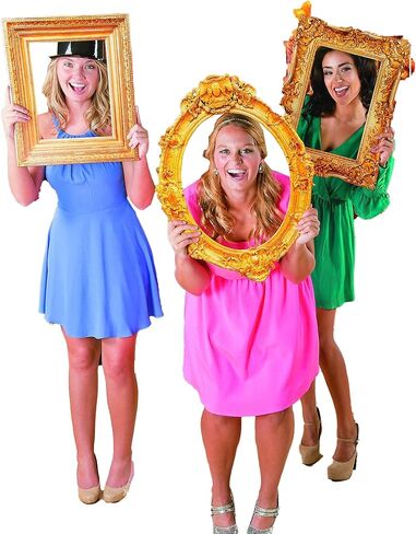 Fun Express Photo Booth Props Wedding Frame Set - Large Gold Vintage Cardboard Picture Frames 3 Pack | Antique Oval & Ornate Designs for Party Photobooth Accessories & Selfie Station Decor in Saudi Arabia