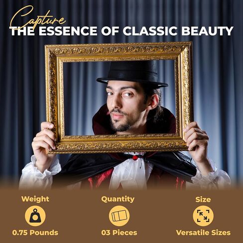 Fun Express Photo Booth Props Wedding Frame Set - Large Gold Vintage Cardboard Picture Frames 3 Pack | Antique Oval & Ornate Designs for Party Photobooth Accessories & Selfie Station Decor in Saudi Arabia