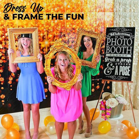 Fun Express Photo Booth Props Wedding Frame Set - Large Gold Vintage Cardboard Picture Frames 3 Pack | Antique Oval & Ornate Designs for Party Photobooth Accessories & Selfie Station Decor in Saudi Arabia