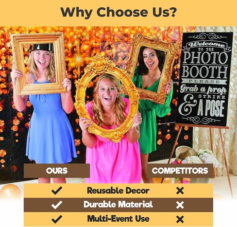 Fun Express Photo Booth Props Wedding Frame Set - Large Gold Vintage Cardboard Picture Frames 3 Pack | Antique Oval & Ornate Designs for Party Photobooth Accessories & Selfie Station Decor in Saudi Arabia