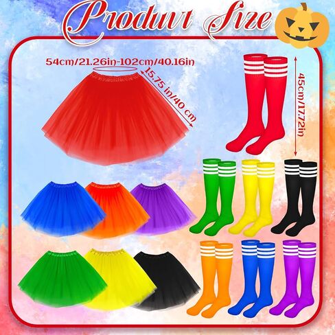 Halloween Costumes Set Tutu Skirt and Striped Knee Tube Socks for Adult Women Halloween Group Family Cosplay in Saudi Arabia