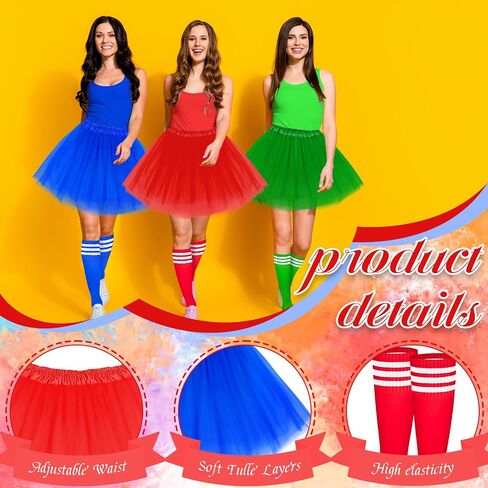 Halloween Costumes Set Tutu Skirt and Striped Knee Tube Socks for Adult Women Halloween Group Family Cosplay in Saudi Arabia