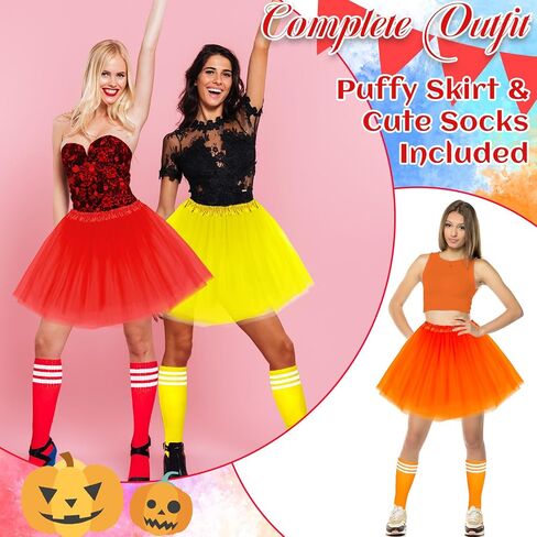 Halloween Costumes Set Tutu Skirt and Striped Knee Tube Socks for Adult Women Halloween Group Family Cosplay in Saudi Arabia