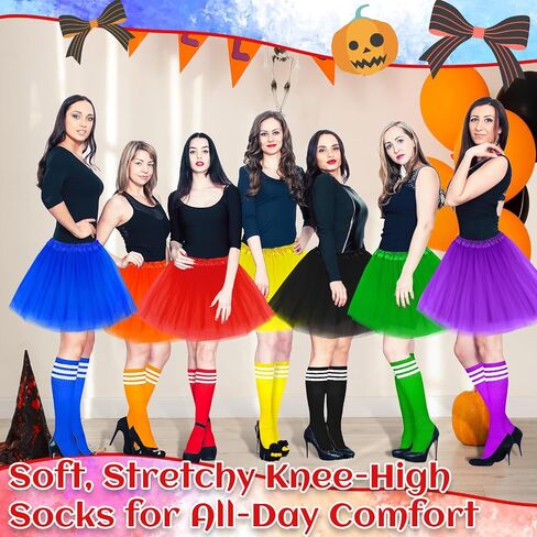 Halloween Costumes Set Tutu Skirt and Striped Knee Tube Socks for Adult Women Halloween Group Family Cosplay in Saudi Arabia