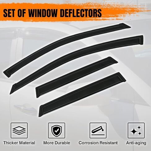 Tape On Window Visor Deflectors Compatible with 2007-2012 Acura RDX, Acrylic Slim Style Smoke Tinted Window Rain Guards, Sun Wind Side Vent Visor Set, 4 Pieces in Saudi Arabia