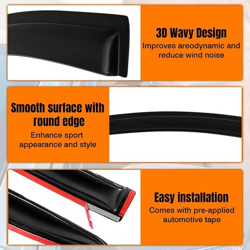 Tape On Window Visor Deflectors Compatible with 2007-2012 Acura RDX, Acrylic Slim Style Smoke Tinted Window Rain Guards, Sun Wind Side Vent Visor Set, 4 Pieces in Saudi Arabia
