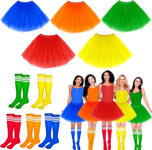 Halloween Costumes Set Tutu Skirt and Striped Knee Tube Socks for Adult Women Halloween Group Family Cosplay in Saudi Arabia
