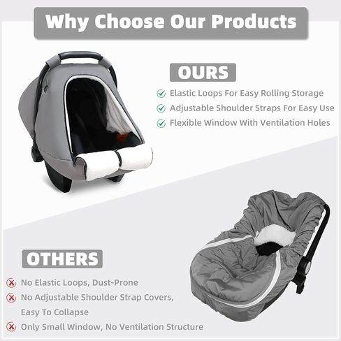 Winter Car Seat Covers for Babies, Carseat Cover Boys, Cozy & Warm Cover, Infant Car Seat Canopy Water Resistant, Universal Cold Weather Shield, Black in Kuwait