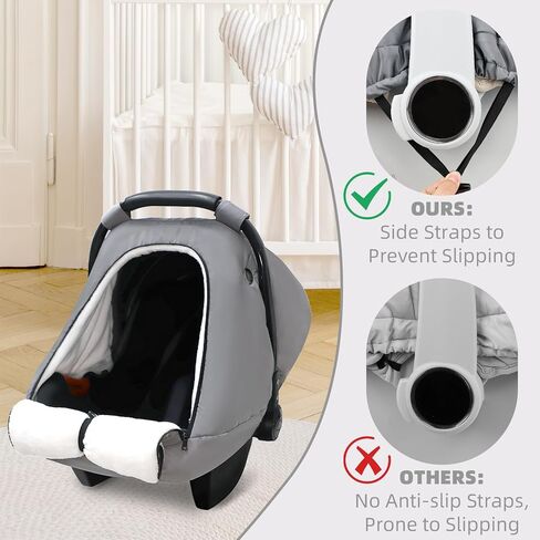 Winter Car Seat Covers for Babies, Carseat Cover Boys, Cozy & Warm Cover, Infant Car Seat Canopy Water Resistant, Universal Cold Weather Shield, Black in Kuwait
