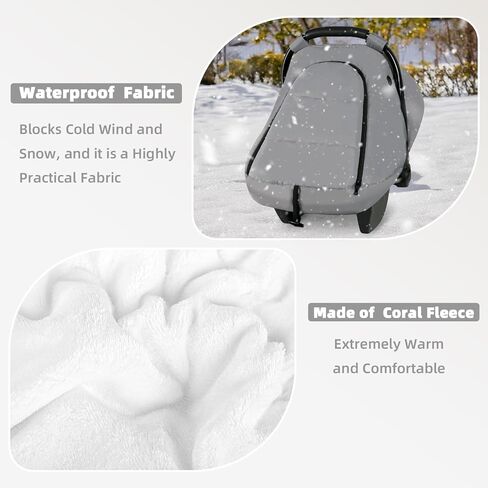 Winter Car Seat Covers for Babies, Carseat Cover Boys, Cozy & Warm Cover, Infant Car Seat Canopy Water Resistant, Universal Cold Weather Shield, Black in Kuwait