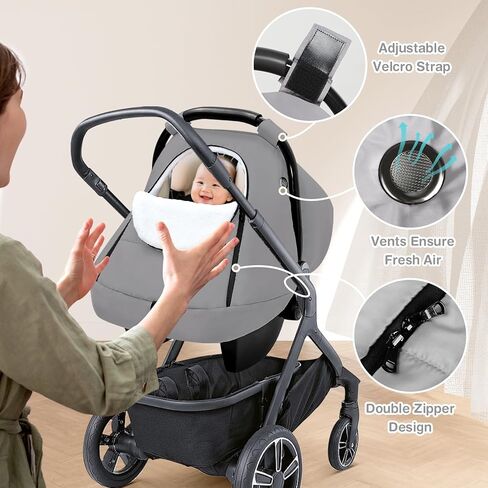 Winter Car Seat Covers for Babies, Carseat Cover Boys, Cozy & Warm Cover, Infant Car Seat Canopy Water Resistant, Universal Cold Weather Shield, Black in Kuwait