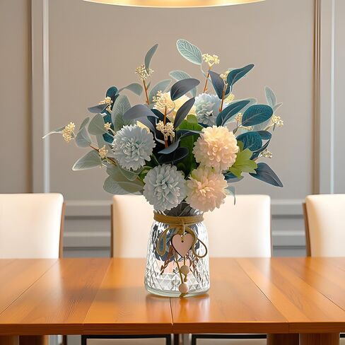 زهرة اصطناعية LADADA في مزهرية زجاجية، تنسيقات زهور حرير الخريف، قطع مركزية للطاولات، زهور صناعية لديكور الخريف، طاولة حفلات عيد الشكر وحفلات الزفاف الريفية (برتقالي أصفر) in Kuwait