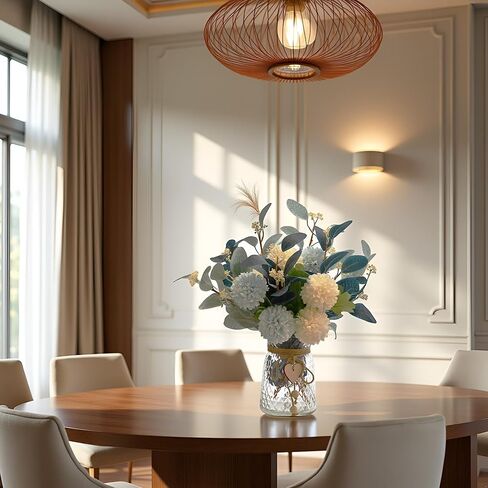 زهرة اصطناعية LADADA في مزهرية زجاجية، تنسيقات زهور حرير الخريف، قطع مركزية للطاولات، زهور صناعية لديكور الخريف، طاولة حفلات عيد الشكر وحفلات الزفاف الريفية (برتقالي أصفر) in Kuwait