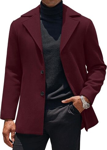 COOFANDY Mens Trench Coat Notched Collar Single Breasted Peacoat Winter Overcoat With Pockets in Kuwait