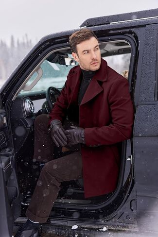 COOFANDY Mens Trench Coat Notched Collar Single Breasted Peacoat Winter Overcoat With Pockets in Kuwait