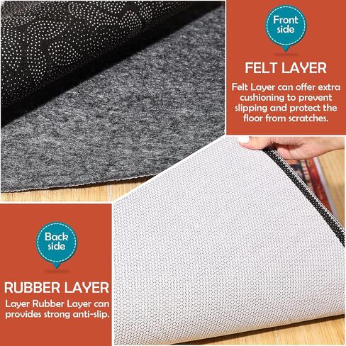 Waterproof Rug Pad, 9x12 ft Under Area Rug Carpet Pad, Non Slip Rug Pads for All Floors and Hardwood Floors Finishes, Keep Carpets in Place Soft and Prevent Rug from Wrinkling or Buckling in Saudi Arabia
