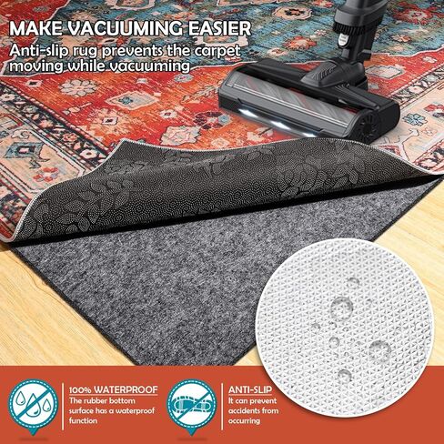 Waterproof Rug Pad, 9x12 ft Under Area Rug Carpet Pad, Non Slip Rug Pads for All Floors and Hardwood Floors Finishes, Keep Carpets in Place Soft and Prevent Rug from Wrinkling or Buckling in Saudi Arabia