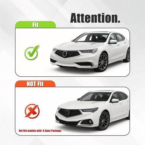الشفة الأمامية من HECASA متوافقة مع استبدال Acura TLX لعام 2018-2020 لـ 08F01-TZ3-260A مفسد الشفاه الأمامي الفاصل PP البلاستيك المطلي باللون الأسود والفضي in Saudi Arabia